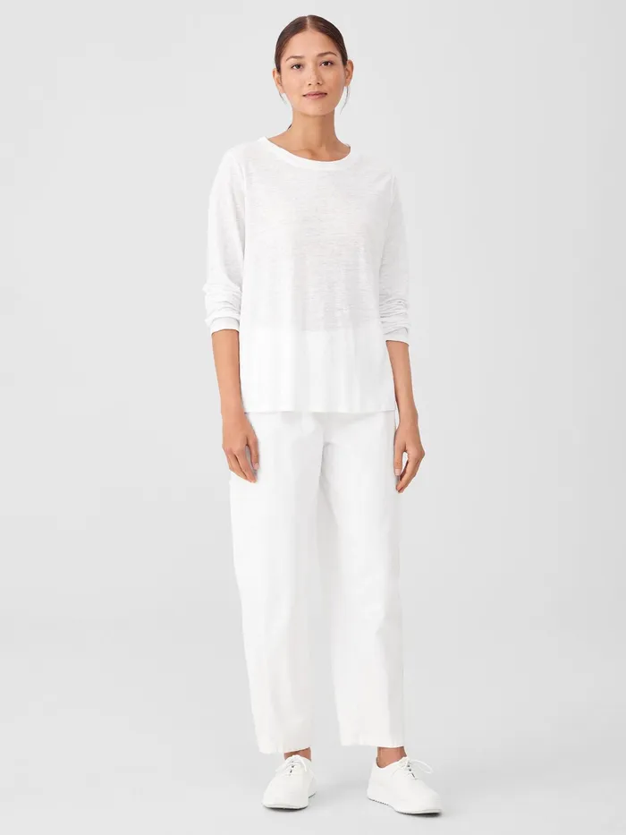 Women Tops and Tees Eileen Fisher Organic Linen Jersey Crew Neck Top White