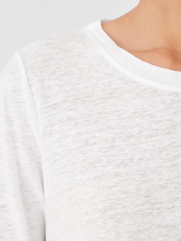 Women Tops and Tees Eileen Fisher Organic Linen Jersey Crew Neck Top White