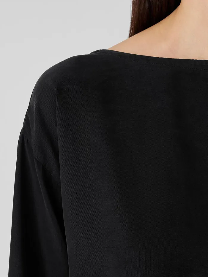 Women Tops and Tees Eileen Fisher Sandwashed TwillBoxTop Black