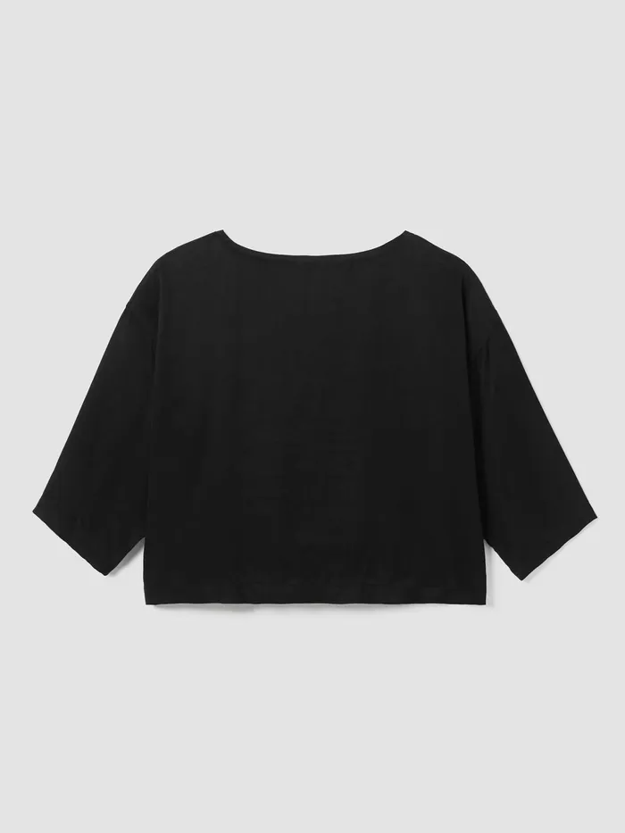 Women Tops and Tees Eileen Fisher Sandwashed TwillBoxTop Black