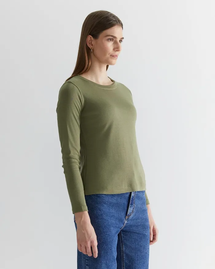 Women Tops and Tees Sportscraft Heidi Long Sleeve Rib Tee Khaki