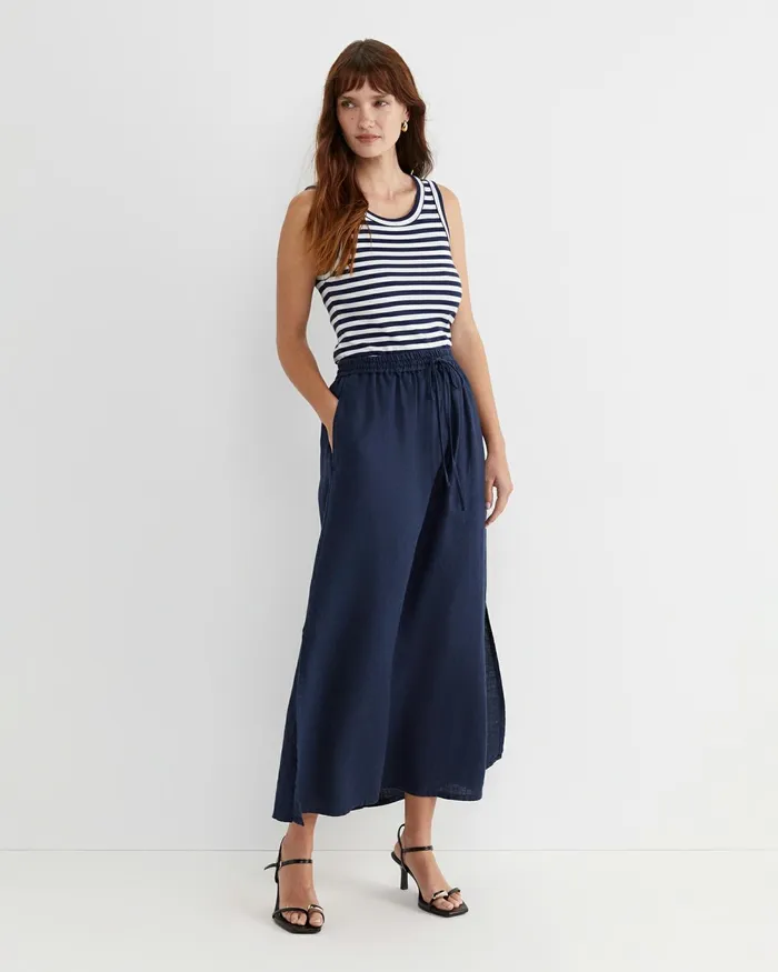 Women Tops and Tees Sportscraft Julia Stripe Rib Tank Whitenavy