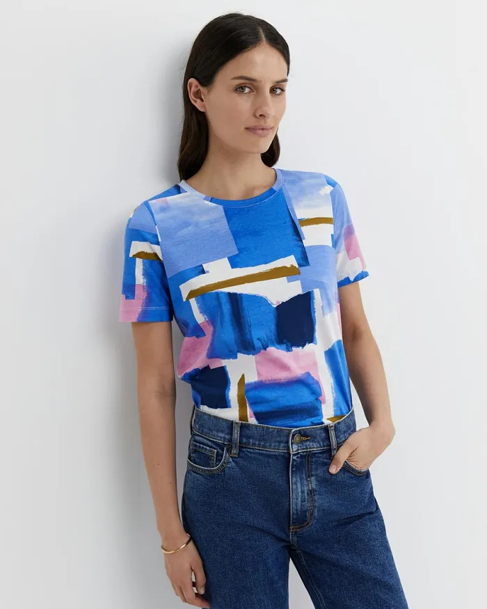 Women Tops and Tees Sportscraft Martine Mercerised Tee Blue Multi