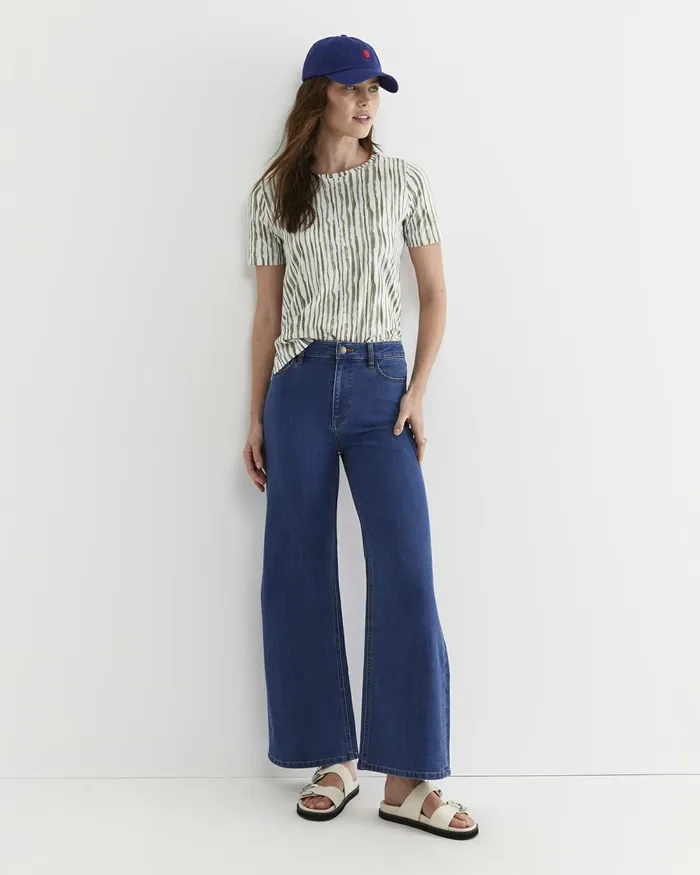 Women Tops and Tees Sportscraft Tina Stripe Mercerised Tee Whitekhaki