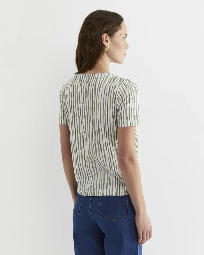 Women Tops and Tees Sportscraft Tina Stripe Mercerised Tee Whitekhaki