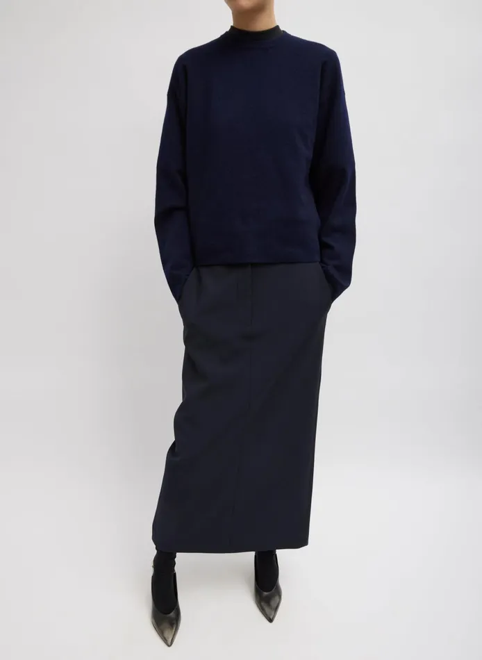 Women Tropical Wool Maxi Trouser Skirt Navy Tibi Skirts