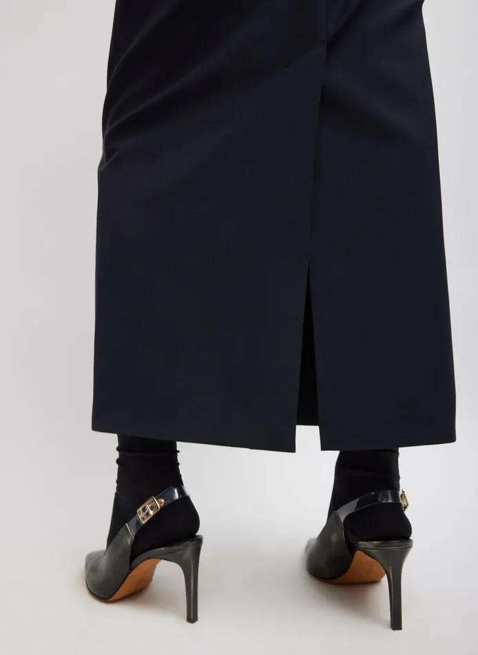 Women Tropical Wool Maxi Trouser Skirt Navy Tibi Skirts