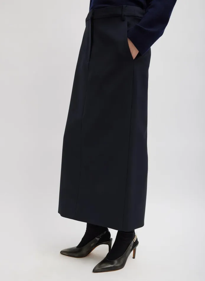 Women Tropical Wool Maxi Trouser Skirt Navy Tibi Skirts