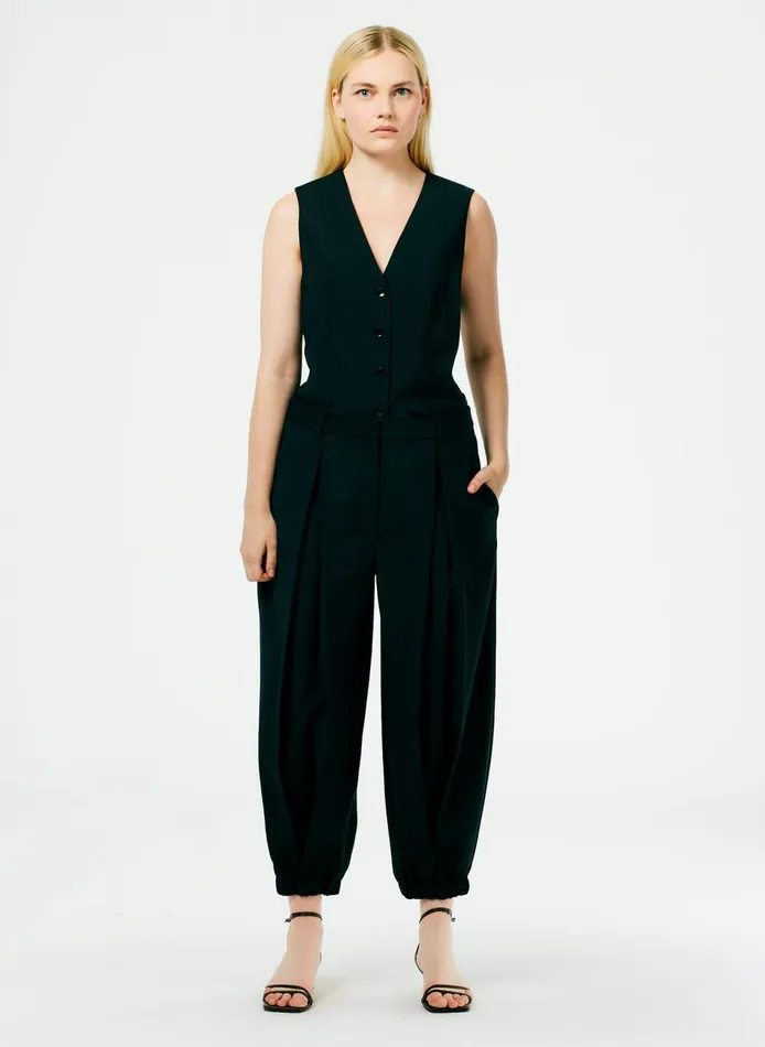Women Tropical Wool Vest Black Tibi Tops