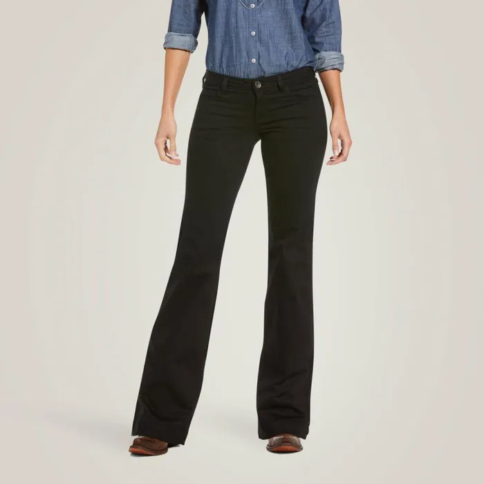 Women Trouser Mid Rise Forever Wide Leg Pant Rinse Ariat Denim
