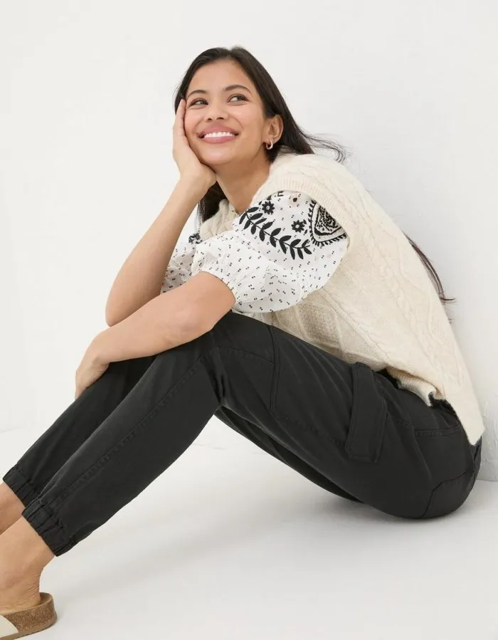 Women Trousers and Leggings FatFace Hythe Cargo Trousers Black