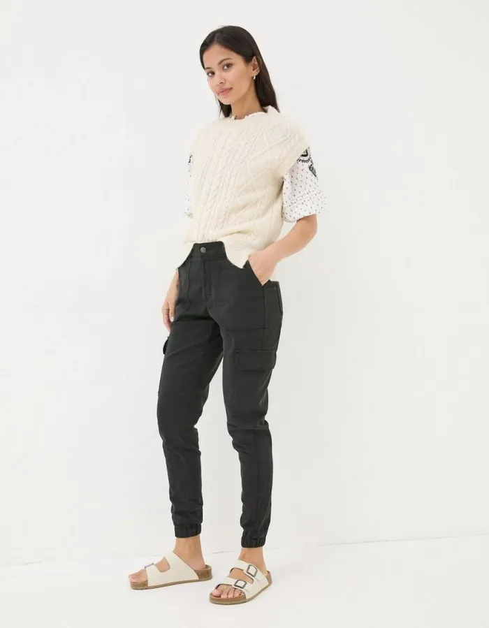 Women Trousers and Leggings FatFace Hythe Cargo Trousers Black
