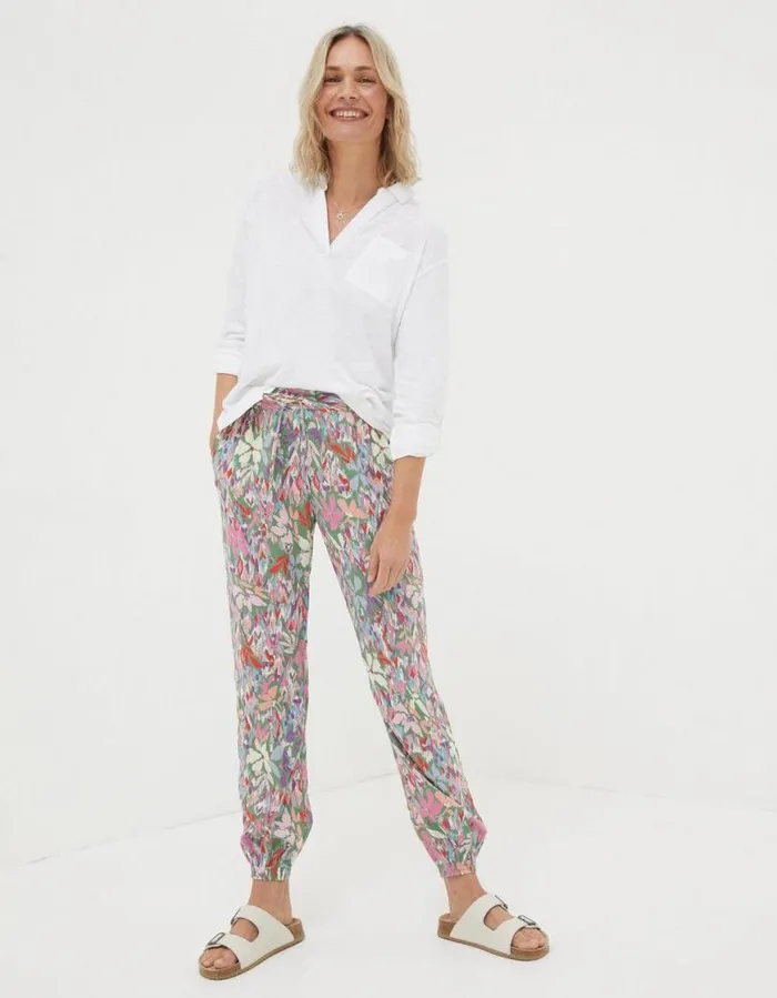 Women Trousers and Leggings FatFace Lyme Expressive Floral Trousers Light Green