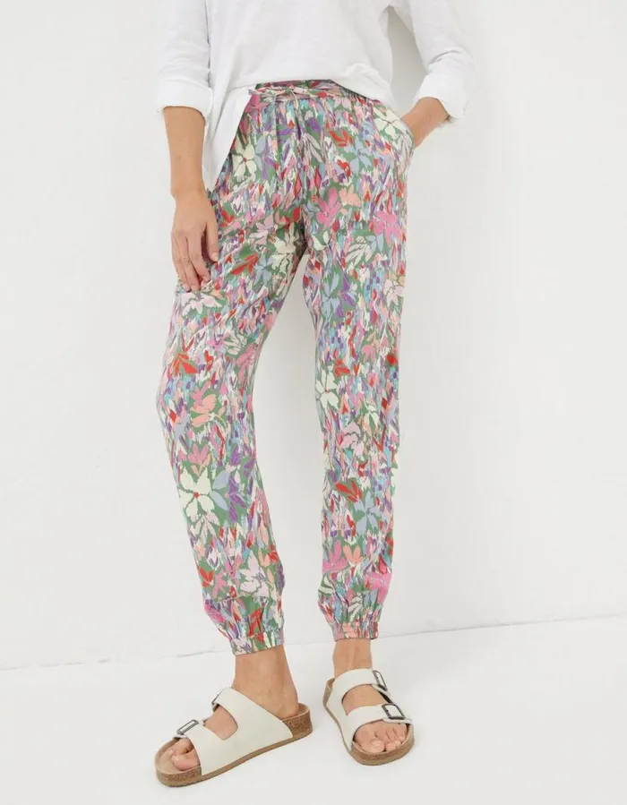 Women Trousers and Leggings FatFace Lyme Expressive Floral Trousers Light Green