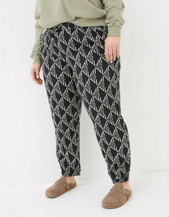Women Trousers and Leggings FatFace Lyme Mono Geo Trousers Black