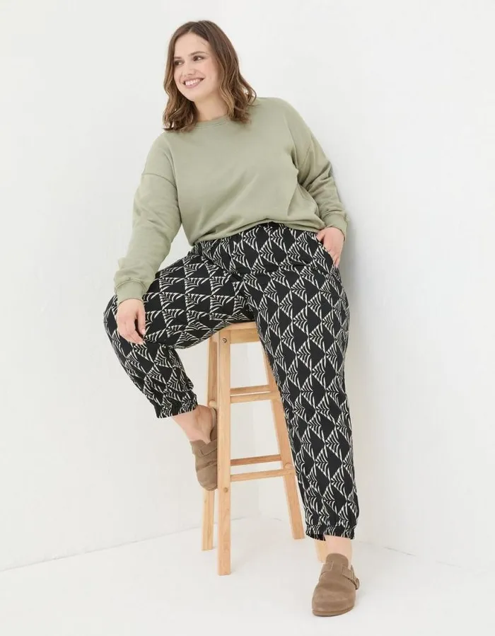 Women Trousers and Leggings FatFace Lyme Mono Geo Trousers Black