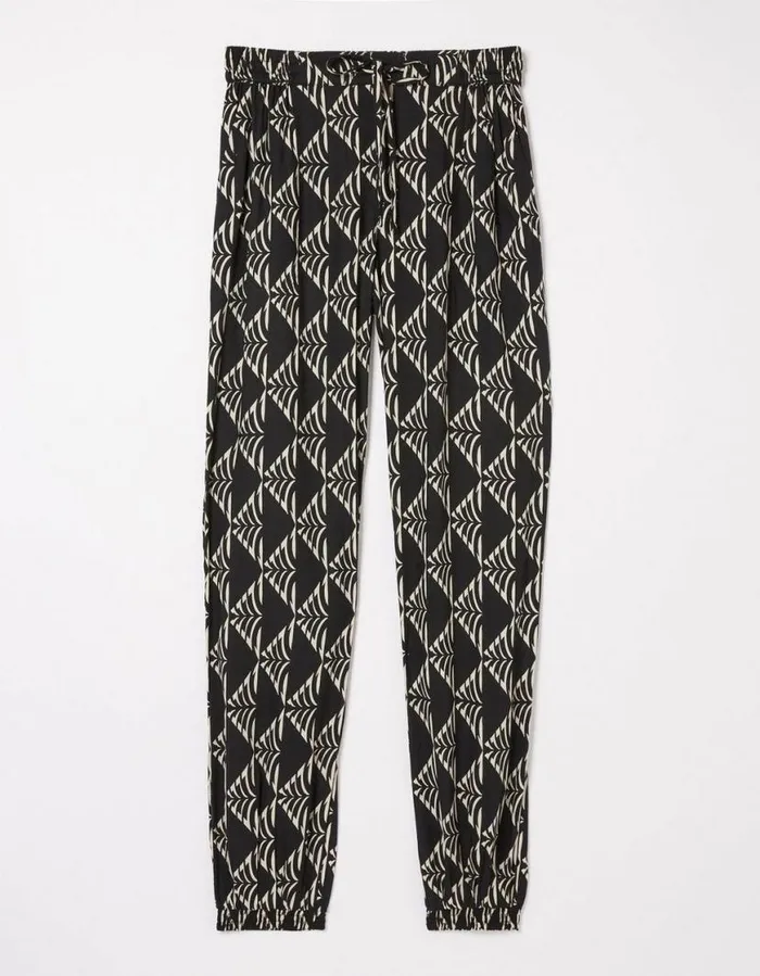 Women Trousers and Leggings FatFace Lyme Mono Geo Trousers Black