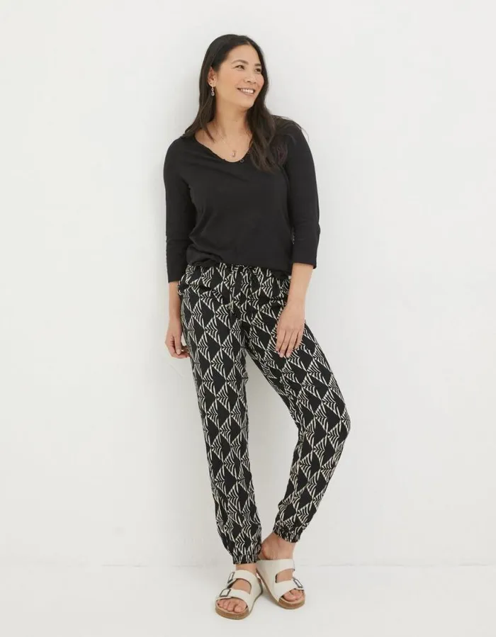 Women Trousers and Leggings FatFace Lyme Mono Geo Trousers Black