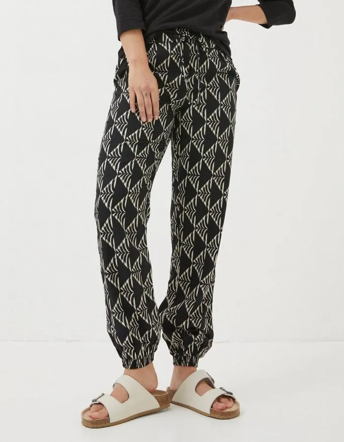 Women Trousers and Leggings FatFace Lyme Mono Geo Trousers Black