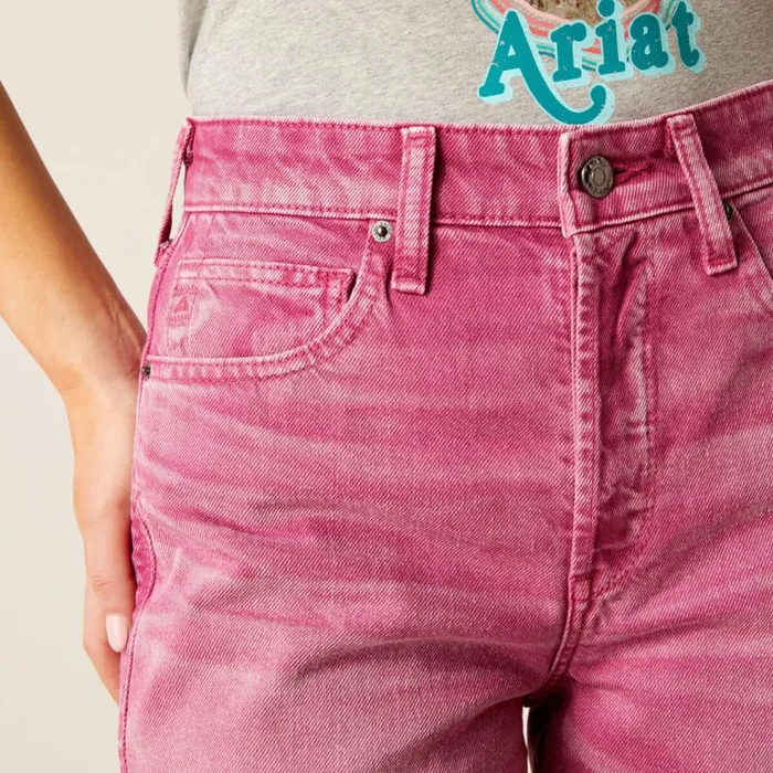 Women Ultra High Rise Tomboy Wide Pink Ariat Denim Women Ultra High Rise Tomboy Wide Pink Ariat Denim