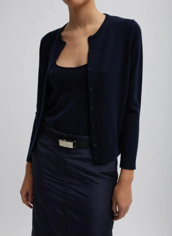 Women Washable Cashmere Shrunken Cardigan Navy Tibi Fundamentals