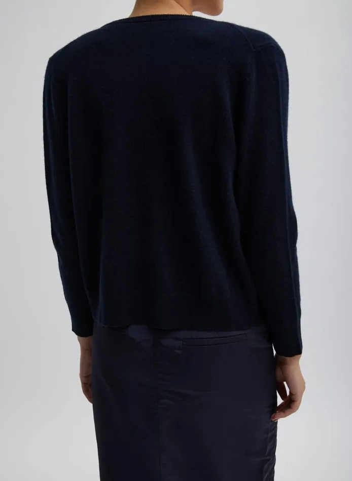 Women Washable Cashmere Shrunken Cardigan Navy Tibi Fundamentals