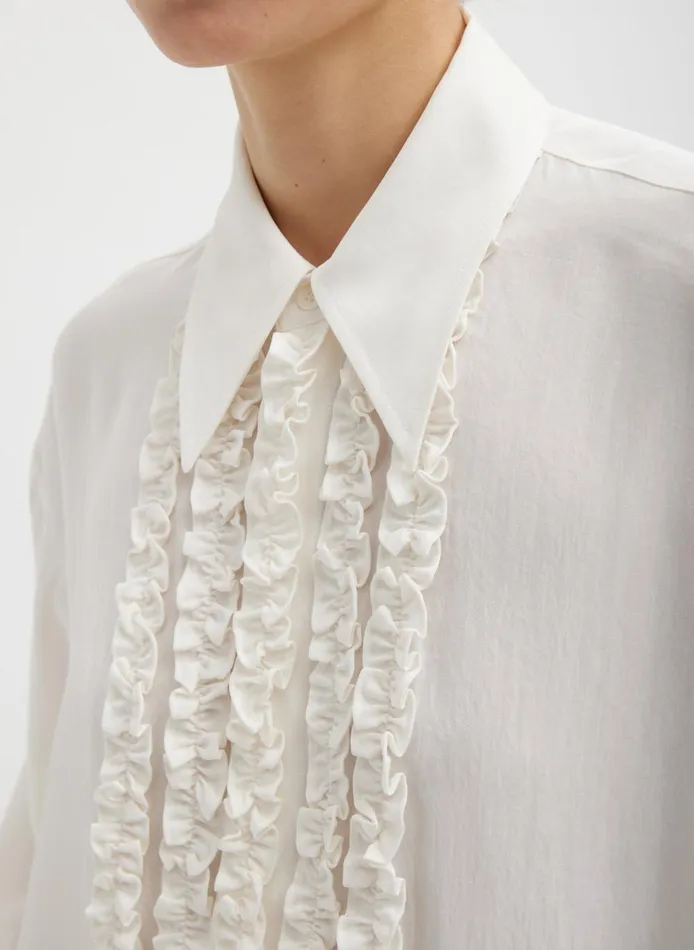 Women Winter Acetate Easy Tuxedo Shirt White Tibi Tops