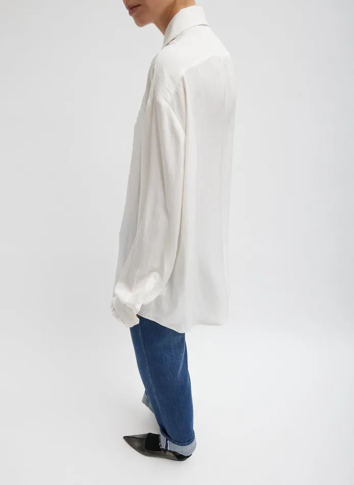 Women Winter Acetate Easy Tuxedo Shirt White Tibi Tops