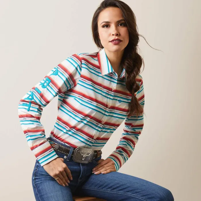 Women Wrinkle Resist Team Kirby Stretch Shirt Rosa Serape Ariat TShirts and Tops