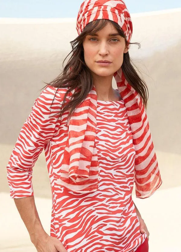 Women ZEBRA SCARF White Tangerine Saint James New Summer Collection