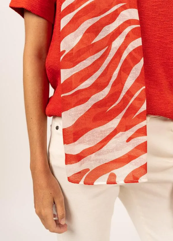 Women ZEBRA SCARF White Tangerine Saint James New Summer Collection Women ZEBRA SCARF White Tangerine Saint James New Summer Collection