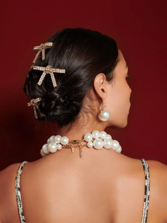 Womenswear Accessories Sister Jane DREAM Ornate Bow Clips Old Gold Womenswear Accessories Sister Jane DREAM Ornate Bow Clips Old Gold