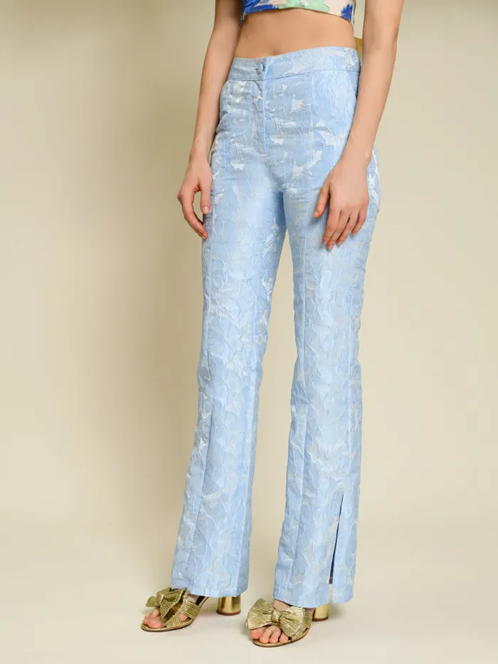 Womenswear Bottoms Sister Jane DREAM Fleur Jacquard Trousers Cornflower Blue