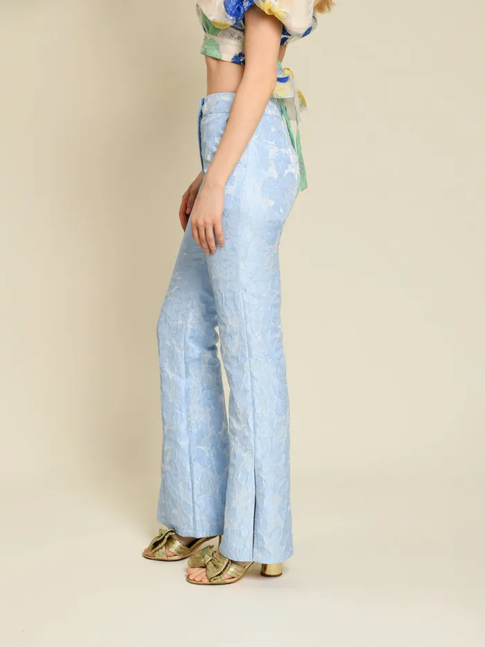 Womenswear Bottoms Sister Jane DREAM Fleur Jacquard Trousers Cornflower Blue