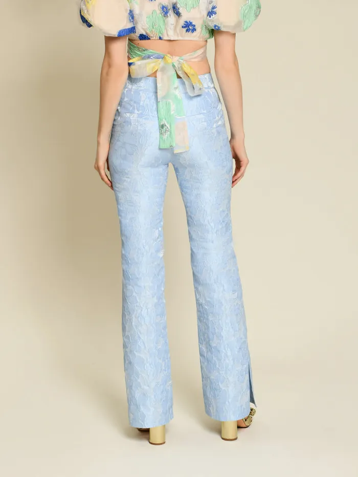 Womenswear Bottoms Sister Jane DREAM Fleur Jacquard Trousers Cornflower Blue