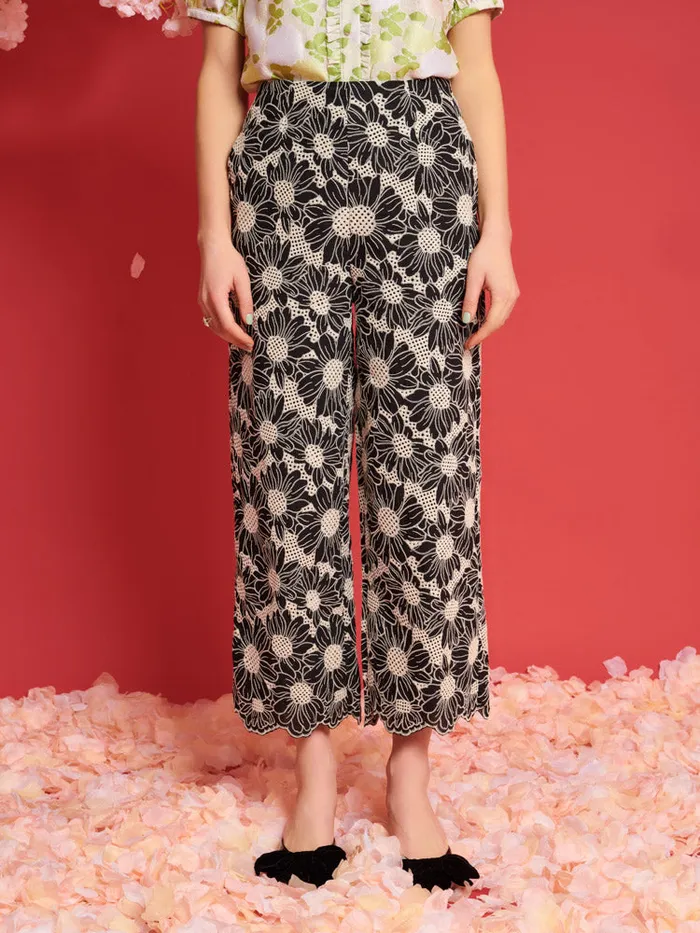 Womenswear Bottoms Sister Jane DREAM Flower Haze Wide Leg Trousers Black And White