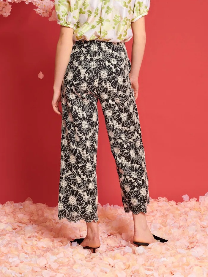 Womenswear Bottoms Sister Jane DREAM Flower Haze Wide Leg Trousers Black And White