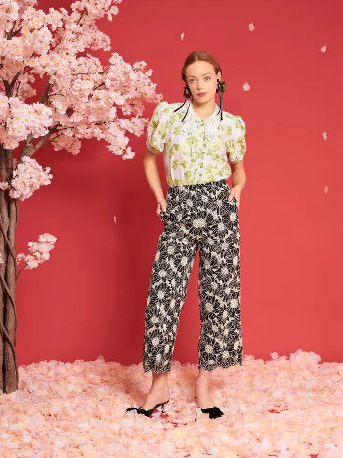Womenswear Bottoms Sister Jane DREAM Flower Haze Wide Leg Trousers Black And White