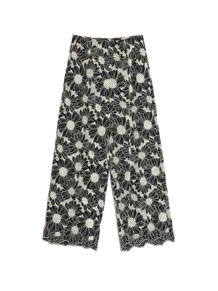 Womenswear Bottoms Sister Jane DREAM Flower Haze Wide Leg Trousers Black And White