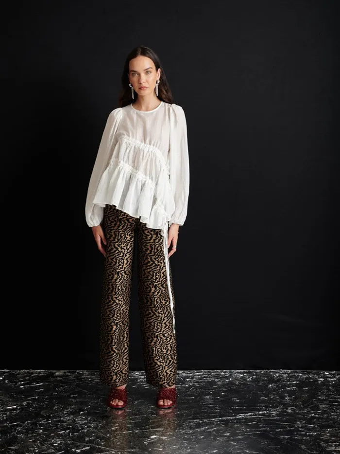 Womenswear Bottoms Sister Jane Ghospell Phoebe Jacquard Trousers Tanzine Tan
