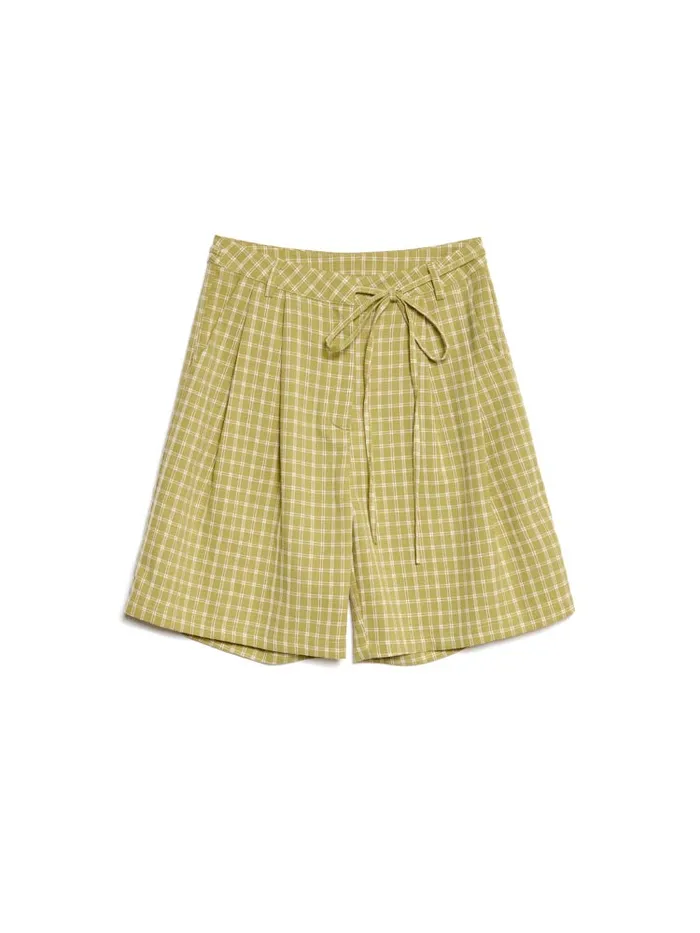 Womenswear Bottoms Sister Jane Ghospell Shona Check Bermuda Shorts Avocado Green