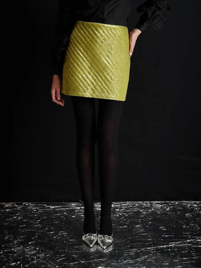 Womenswear Bottoms Sister Jane Ghospell Xyla Padded Sequin Mini Skirt Apple Green