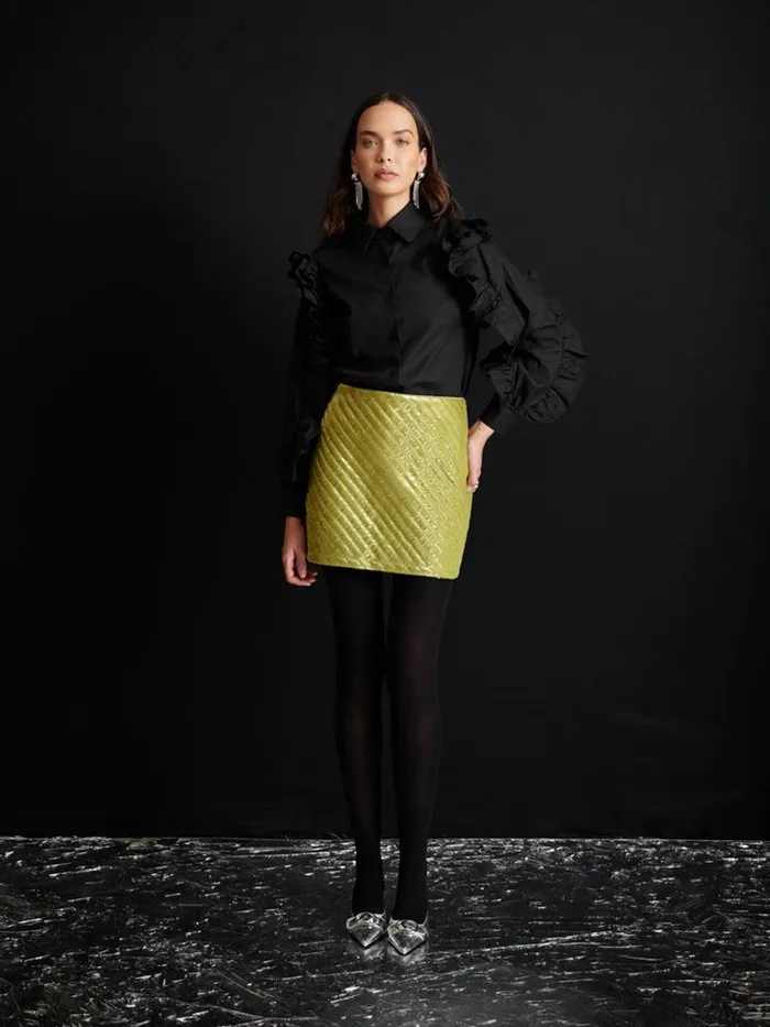 Womenswear Bottoms Sister Jane Ghospell Xyla Padded Sequin Mini Skirt Apple Green