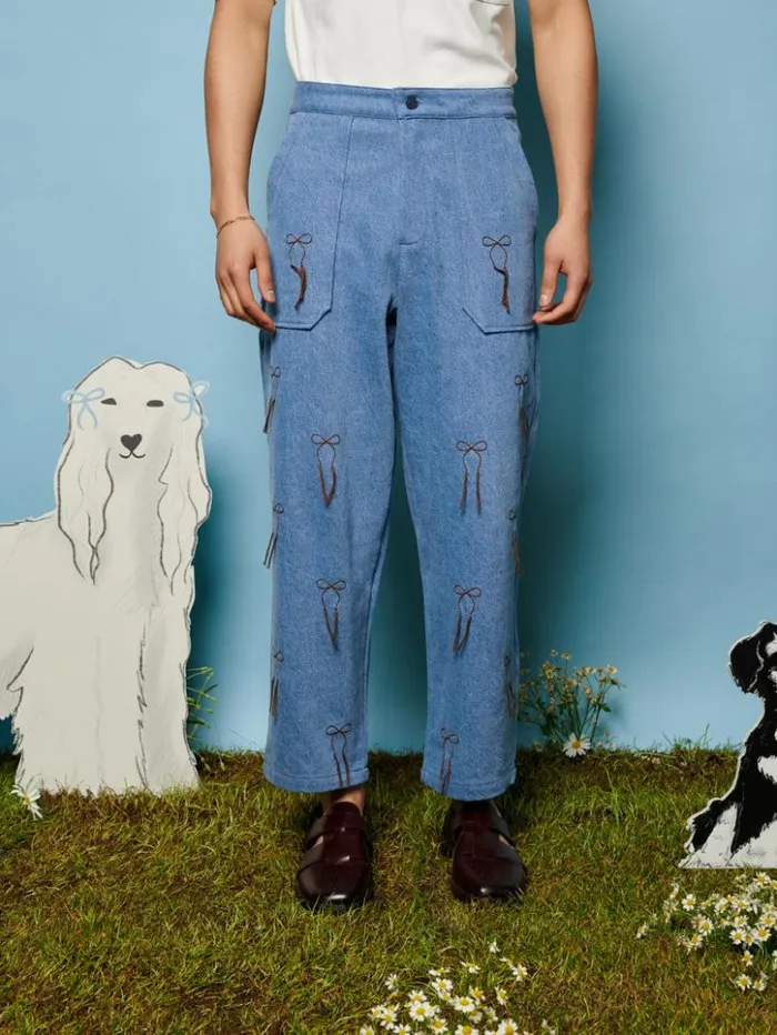 Womenswear Bottoms Sister Jane Honeycomb Denim Trousers Washed Denim