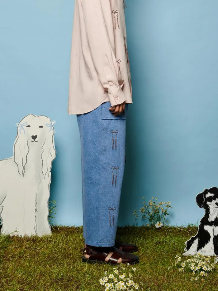 Womenswear Bottoms Sister Jane Honeycomb Denim Trousers Washed Denim Womenswear Bottoms Sister Jane Honeycomb Denim Trousers Washed Denim
