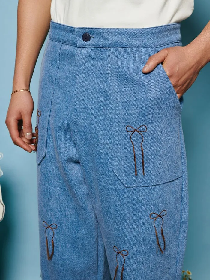 Womenswear Bottoms Sister Jane Honeycomb Denim Trousers Washed Denim Womenswear Bottoms Sister Jane Honeycomb Denim Trousers Washed Denim