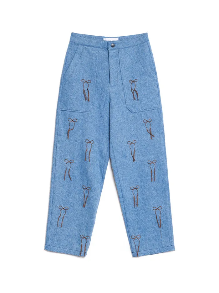 Womenswear Bottoms Sister Jane Honeycomb Denim Trousers Washed Denim Womenswear Bottoms Sister Jane Honeycomb Denim Trousers Washed Denim
