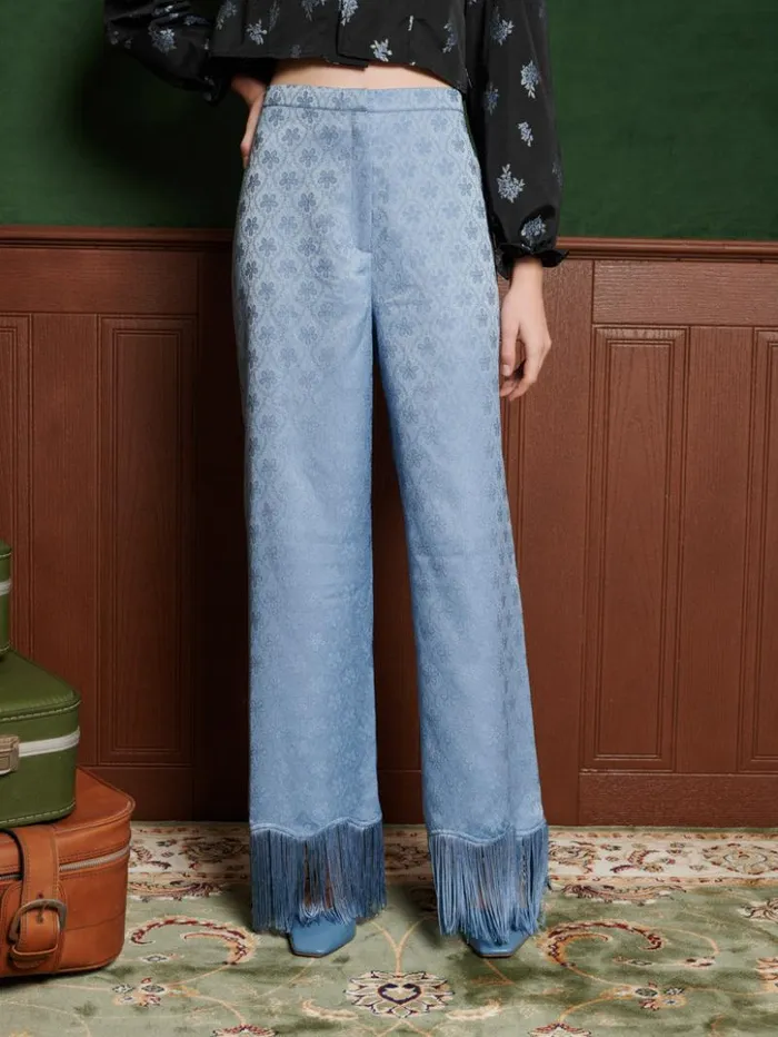 Womenswear Bottoms Sister Jane Miroir Fringe Trousers Dutch Blue