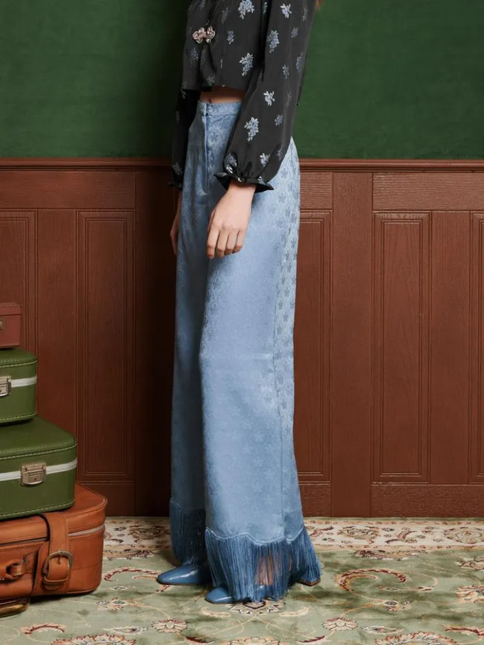 Womenswear Bottoms Sister Jane Miroir Fringe Trousers Dutch Blue