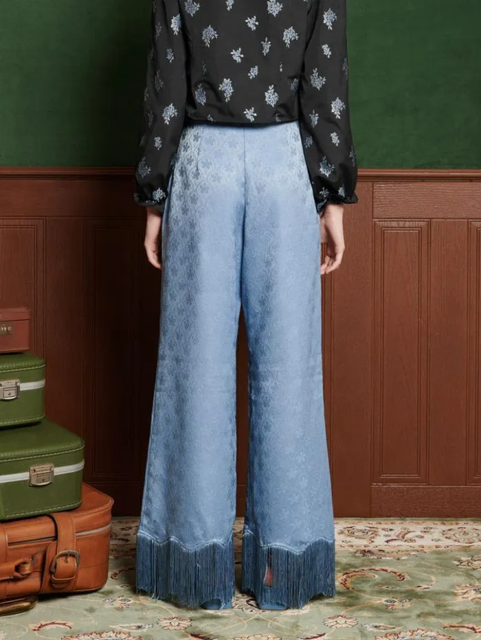 Womenswear Bottoms Sister Jane Miroir Fringe Trousers Dutch Blue